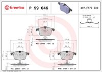 BREMBO P59046 - Lado de montaje: Eje delantero<br>N.º de chasis (VIN) hasta: 31068238<br>Espesor [mm]: 21<br>Altura 1 [mm]: 70<br>Altura 2 [mm]: 71<br>Contacto avisador de desgaste: preparado para indicador desgaste<br>Artículo complementario/Información complementaria: sin accesorios<br>Sistema de frenos: Teves<br>Ancho 1 [mm]: 155<br>Ancho 2 [mm]: 157<br>Número de WVA: 23738<br>Número de WVA: 23739<br>