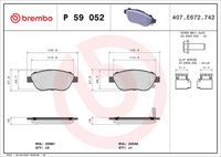 BREMBO P59052 - Juego de pastillas de freno - PRIME LINE