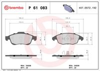 BREMBO P61083 - Código de motor: 9HL<DV6C><br>año construcción desde: 03/2012<br>año construcción hasta: 12/2015<br>Lado de montaje: Eje trasero<br>Material: Low-Metallic<br>Homologación: ECE-R90<br>Número de WVA: 24765<br>Espesor [mm]: 15<br>Ancho [mm]: 87,5<br>Altura [mm]: 53,1<br>