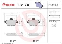 BREMBO P61046 - Lado de montaje: Eje delantero<br>para número de OPR desde: 5229<br>Contacto avisador de desgaste: con contacto avisador de desgaste<br>Artículo complementario / información complementaria 2: Chapa antichirridos<br>Nº art. de accesorio recomendado: 0 204 104 019<br>Material: Low-Metallic<br>Homologación: ECE-R90<br>Número de WVA: 21504<br>Espesor [mm]: 17<br>Ancho [mm]: 131,2<br>Altura [mm]: 73<br>Sistema de frenos: Bosch<br>