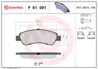 BREMBO P61091 - Lado de montaje: Eje delantero<br>Código de carga útil: 14Q<br>Código de carga útil: 16Q<br>Ancho [mm]: 169<br>Espesor [mm]: 19<br>Altura [mm]: 62<br>Contacto avisador de desgaste: con contacto avisador de desgaste<br>Artículo complementario/Información complementaria: con accesorios<br>Sistema de frenos: Brembo<br>Longitud contacto de aviso [mm]: 135<br>Artículo complementario / información complementaria 2: con tornillos pinza freno<br>Número de indicadores de desgaste [por eje]: 2<br>Número de WVA: 24468<br>Número de WVA: 24469<br>