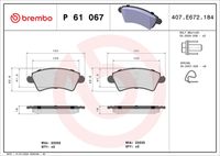 BREMBO P61067 - Lado de montaje: Eje delantero<br>año construcción desde: 09/2001<br>año construcción hasta: 10/2006<br>para número de OPR desde: 9079<br>para número de OPR hasta: 10949<br>Ancho [mm]: 137<br>Espesor [mm]: 19<br>Altura [mm]: 52<br>Contacto avisador de desgaste: excl. contacto de avisador de desgaste<br>Artículo complementario/Información complementaria: con accesorios<br>Sistema de frenos: Bosch<br>Artículo complementario / información complementaria 2: con tornillos pinza freno<br>Número de WVA: 23954<br>