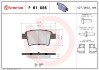 BREMBO P61085 - Juego de pastillas de freno - PRIME LINE