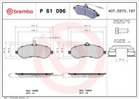 BREMBO P61096 - Lado de montaje: Eje trasero<br>Ancho [mm]: 114<br>Espesor [mm]: 17<br>Altura [mm]: 58<br>Contacto avisador de desgaste: excl. contacto de avisador de desgaste<br>Artículo complementario/Información complementaria: con accesorios<br>Sistema de frenos: Lucas<br>Artículo complementario / información complementaria 2: con tornillos pinza freno<br>Número de WVA: 24578<br>