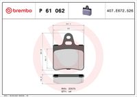 BREMBO P61062 - Juego de pastillas de freno - PRIME LINE