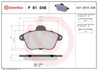 BREMBO P61048 - Juego de pastillas de freno - PRIME LINE