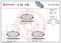 BREMBO P61119 - Juego de pastillas de freno - PRIME LINE