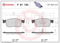 BREMBO P61134 - Juego de pastillas de freno - PRIME LINE