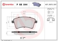 BREMBO P68044 - Lado de montaje: Eje delantero<br>Frenos: para vehículos con freno de tambor en eje trasero<br>Ancho [mm]: 116<br>Espesor [mm]: 17<br>Altura [mm]: 52<br>Contacto avisador de desgaste: excl. contacto de avisador de desgaste<br>Artículo complementario/Información complementaria: sin accesorios<br>Sistema de frenos: Lucas<br>Artículo complementario / información complementaria 2: con tornillos pinza freno<br>Número de WVA: 23973<br>