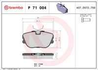 BREMBO P71004 - Lado de montaje: Eje trasero<br>Ancho [mm]: 125<br>Espesor [mm]: 15<br>Altura [mm]: 38<br>Contacto avisador de desgaste: excl. contacto de avisador de desgaste<br>Artículo complementario/Información complementaria: sin accesorios<br>Sistema de frenos: Teves<br>Artículo complementario / información complementaria 2: con clip de émbolo<br>Número de WVA: 21089<br>Número de WVA: 21090<br>