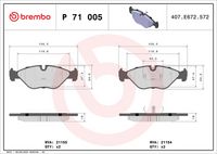 BREMBO P71005 - Lado de montaje: Eje delantero<br>año construcción hasta: 08/1989<br>Ancho [mm]: 95<br>Espesor [mm]: 18<br>Altura [mm]: 52<br>Contacto avisador de desgaste: excl. contacto de avisador de desgaste<br>Artículo complementario/Información complementaria: sin accesorios<br>Sistema de frenos: Lucas<br>Artículo complementario / información complementaria 2: con tornillos pinza freno<br>Número de WVA: 21068<br>