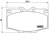 BREMBO P83006 - Lado de montaje: Eje delantero<br>Nº art. de accesorio recomendado: 1 987 474 103<br>Material: Low-Metallic<br>Homologación: ECE-R90<br>Número de WVA: 20852<br>Espesor [mm]: 15<br>Ancho [mm]: 107,5<br>Altura [mm]: 66,1<br>Restricción de fabricante: SUMITOMO System<br>