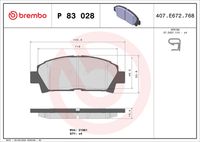 BREMBO P83028 - Juego de pastillas de freno - PRIME LINE