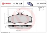 BREMBO P85008 - Lado de montaje: Eje delantero<br>año construcción hasta: 06/1986<br>Ancho [mm]: 77<br>Espesor [mm]: 19<br>Altura [mm]: 70<br>Contacto avisador de desgaste: excl. contacto de avisador de desgaste<br>Artículo complementario/Información complementaria: sin accesorios<br>Sistema de frenos: Teves<br>Número de WVA: 20011<br>