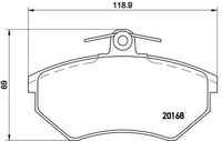 BREMBO P85011 - Código de motor: AAM<br>año construcción hasta: 02/1999<br>Lado de montaje: Eje delantero<br>para diámetro disco de freno [mm]: 256<br>para espesor de disco [mm]: 20<br>Código de motor: ANN<br>año construcción desde: 12/1997<br>año construcción hasta: 02/1999<br>Lado de montaje: Eje delantero<br>Número de PR: 1LY<br>Número de PR: 1ZK<br>Número de PR: 1LF<br>Artículo complementario / información complementaria 2: con instrucciones de montaje<br>Artículo complementario / información complementaria 2: Chapa antichirridos<br>Artículo complementario / información complementaria 2: con tornillos<br>Material: Low-Metallic<br>Homologación: ECE-R90<br>Número de WVA: 21945<br>cantidad de tornillos: 2<br>Espesor [mm]: 15<br>Ancho [mm]: 118,8<br>Altura [mm]: 69,5<br>Sistema de frenos: Lucas-Girling<br>