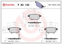 BREMBO P83133 - Lado de montaje: Eje trasero<br>Ancho [mm]: 102<br>Espesor [mm]: 16<br>Altura [mm]: 46<br>Contacto avisador de desgaste: con avisador acústico de desgaste<br>Artículo complementario/Información complementaria: con accesorios<br>Sistema de frenos: Bosch<br>Número de indicadores de desgaste [por eje]: 2<br>Número de WVA: 24666<br>Número de WVA: 24664<br>Número de WVA: 24665<br>