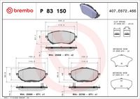 BREMBO P83150 - Lado de montaje: Eje trasero<br>Ancho [mm]: 102<br>Espesor [mm]: 16<br>Altura [mm]: 46<br>Contacto avisador de desgaste: con avisador acústico de desgaste<br>Artículo complementario/Información complementaria: con accesorios<br>Sistema de frenos: Bosch<br>Número de indicadores de desgaste [por eje]: 2<br>Número de WVA: 24666<br>Número de WVA: 24664<br>Número de WVA: 24665<br>