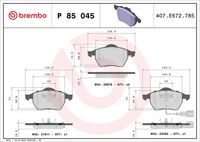 BREMBO P 85 045 - Juego de pastillas de freno