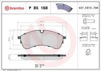 BREMBO P85168 - Lado de montaje: Eje trasero<br>Número de PR: 1LC<br>Material: Low-Metallic<br>Homologación: ECE-R90<br>Número de WVA: 22492<br>Espesor [mm]: 19,9<br>Ancho [mm]: 170,6<br>Altura [mm]: 64,3<br>cantidad de tornillos: 4<br>