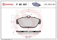 BREMBO P86007 - Lado de montaje: Eje delantero<br>año construcción hasta: 08/1993<br>Ancho [mm]: 114<br>Espesor [mm]: 17<br>Altura [mm]: 62<br>Contacto avisador de desgaste: excl. contacto de avisador de desgaste<br>Artículo complementario/Información complementaria: con accesorios<br>Sistema de frenos: Bendix<br>Número de WVA: 21233<br>