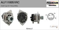 FLAMAR ALF110051RC - Tensión [V]: 12<br>Corriente de carga alternador [A]: 90<br>Restricción de fabricante: VALEO<br>ID del modelo de conector: CPA0155<br>Número de nervaduras: 6<br>poleas - Ø [mm]: 56<br>Poleas: con polea para correa poli V<br>Artículo complementario/Información complementaria: con regulador incorporado<br>Fabricante: AUDI<br>Fabricante: SEAT<br>Fabricante: VW<br>