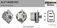 FLAMAR ALF140201RC - Tensión [V]: 12<br>Corriente de carga alternador [A]: 55<br>Restricción de fabricante: MARELLI<br>ID del modelo de conector: CPA0090<br>Número de nervaduras: 1<br>poleas - Ø [mm]: 68<br>Pinza: M6<br>Poleas: con polea<br>Artículo complementario/Información complementaria: con regulador incorporado<br>Cantidad de agujeros de fijación: 3<br>Fabricante: FIAT<br>