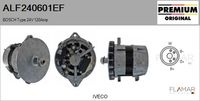 FLAMAR ALF240601EF - Tensión [V]: 24<br>Corriente de carga alternador [A]: 135<br>Restricción de fabricante: BOSCH<br>ID del modelo de conector: CPA0124<br>Artículo complementario/Información complementaria: con regulador incorporado<br>Cantidad de agujeros de fijación: 3<br>Fabricante: IVECO<br>