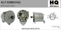 FLAMAR ALF320601HQ - Tensión [V]: 24<br>Corriente de carga alternador [A]: 140<br>Restricción de fabricante: BOSCH<br>ID del modelo de conector: CPA0138<br>Pinza: M8<br>Poleas: sin polea<br>Artículo complementario/Información complementaria: con regulador incorporado<br>Conexión / terminal/borne: con conexión para cuentarrevoluciones<br>peso [g]: 15000<br>Cant. taladros roscados: 2<br>Versión: EF<br>Cantidad de agujeros de fijación: 3<br>Fabricante: MERCEDES-BENZ<br>