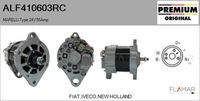 FLAMAR ALF410603RC - Tensión [V]: 24<br>Corriente de carga alternador [A]: 35<br>Restricción de fabricante: MARELLI<br>ID del modelo de conector: CPA0090<br>Pinza: M6<br>Poleas: sin polea<br>Artículo complementario/Información complementaria: con regulador incorporado<br>Cantidad de agujeros de fijación: 3<br>Fabricante: FIAT<br>Fabricante: IVECO<br>