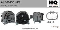 FLAMAR ALF601301BS - Tensión [V]: 12<br>Corriente de carga alternador [A]: 140<br>Restricción de fabricante: BOSCH<br>ID del modelo de conector: CPA0155<br>Número de nervaduras: 6<br>poleas - Ø [mm]: 56<br>Pinza: M8<br>Poleas: con polea de rueda libre<br>Artículo complementario/Información complementaria: con regulador incorporado<br>Conexión / terminal/borne: sin conexión para cuentarrevoluciones<br>peso [g]: 6900<br>Cant. taladros roscados: 2<br>Versión: HQ<br>Cantidad de agujeros de fijación: 4<br>Fabricante: AUDI<br>Fabricante: VW<br>