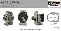 FLAMAR ALF820A51VL - Tensión [V]: 12<br>Corriente de carga alternador [A]: 150<br>Restricción de fabricante: BOSCH<br>ID del modelo de conector: CPA0155<br>Número de nervaduras: 6<br>poleas - Ø [mm]: 58<br>Pinza: M8<br>Poleas: con polea de rueda libre<br>Artículo complementario/Información complementaria: con regulador incorporado<br>peso [g]: 7000<br>Versión: HQ<br>Cantidad de agujeros de fijación: 3<br>Fabricante: CITROËN<br>Fabricante: PEUGEOT<br>