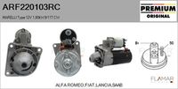 FLAMAR ARF220103RC - año construcción desde: 10/1996<br>nº de motor desde: 0413489<br>nº de motor hasta: 0413488<br>para número de OPR desde: 0043667<br>para número de OPR hasta: 0043665<br>Tipo de vehículo: <185AXF/BXF/CXF><br>apropiado para vehículos con potencia de arrancador [kW]: 2,0<br>Tensión [V]: 12<br>Número de dientes: 11<br>Número de dientes: 9<br>Potencia nominal [kW]: 1,80<br>Restricción de fabricante: MARELLI<br>ID del modelo de conector: CPS0066<br>Pinza: M8<br>Sentido de giro: Sentido de giro a la derecha (horario)<br>peso [g]: 3400<br>Diámetro de brida [mm]: 81<br>Versión: HQ<br>Cantidad de agujeros de fijación: 3<br>Fabricante: FIAT<br>