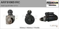 FLAMAR ARF910651RC - Tensión [V]: 24<br>Número de dientes: 12<br>Potencia nominal [kW]: 5,50<br>Restricción de fabricante: MITSUBISHI<br>ID del modelo de conector: CPS0060<br>Pinza: M10<br>Sentido de giro: Sentido de giro a la derecha (horario)<br>peso [g]: 8500<br>Diámetro de brida [mm]: 89<br>Versión: HQ<br>Cantidad de agujeros de fijación: 3<br>Fabricante: RENAULT<br>Fabricante: RENAULT TRUCKS<br>