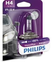 PHILIPS 12342VPB1 - Función de las luces: Estándar<br>Tipo de lámpara: H4<br>Tensión [V]: 12<br>Potencia nominal [W]: 60/55<br>Modelo de zócalo, bombilla incandescente: P43t-38<br>