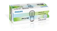 PHILIPS 12496LLECOCP - Lado de montaje: delante<br>Color de tulipa: blanco<br>Tensión [V]: 12<br>Potencia nominal [W]: 21<br>Tipo de lámpara: PY21W<br>Cantidad: 10<br>Versión: Standard<br>Versión: Trade Box<br>Color lámpara: naranja<br>Modelo de zócalo, bombilla incandescente: BAU15s<br>