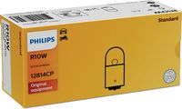 PHILIPS 12814CP - Equipamiento de vehículo: para vehículos sin luces traseras LED<br>Tipo de lámpara: R10W<br>Tensión [V]: 12<br>Potencia nominal [W]: 10<br>Tipo de lámpara: Lámpara de bola<br>Modelo de zócalo, bombilla incandescente: BA15s<br>