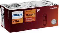 PHILIPS 24356CP - Tensión [V]: 24<br>Potencia nominal [W]: 21<br>Tipo de lámpara: H21W<br>Tipo de luces: Halógena<br>Cantidad: 10<br>Versión: Standard<br>Versión: Trade Box<br>Modelo de zócalo, bombilla incandescente: BAY9s<br>