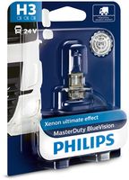 PHILIPS 13336MDBVB1 - Función de las luces: Faro adicional de luces de carretera<br>Lado de montaje: arriba<br>Tipo de lámpara: H3<br>Tensión [V]: 24<br>Potencia nominal [W]: 70<br>Modelo de zócalo, bombilla incandescente: PK22s<br>