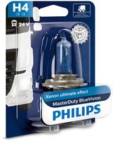 PHILIPS 13342MDBVB1 - Tipo de luces: Halógena<br>año modelo hasta: 2001<br>Tipo de lámpara: H4<br>Tensión [V]: 24<br>Potencia nominal [W]: 75/70<br>Modelo de zócalo, bombilla incandescente: P43t-38<br>