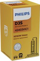 PHILIPS 42403VIC1 - Tipo de luces: Bi-Xenon<br>Tensión [V]: 42<br>Potencia nominal [W]: 35<br>Tipo de lámpara: D3S (lámpara de descarga de gases)<br>Tipo de luces: Xenón<br>Cantidad: 1<br>Versión: Single Retail<br>Especificación: Blue Lightning<br>Especificación: Upgrade<br>Color lámpara: blanco/azul<br>Temperatura color [K]: 7000<br>apto para tipo de vehículo: Vehículo todo terreno<br>Modelo de zócalo, bombilla incandescente: PK32d-5<br>