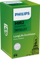 PHILIPS 9012LLC1 - Tensión [V]: 12<br>Potencia nominal [W]: 55<br>Tipo de lámpara: HIR2<br>Cantidad: 2<br>Versión: Twin Retail<br>Especificación: Upgrade Xenon + 150%<br>Color lámpara: blanco/azul<br>Modelo de zócalo, bombilla incandescente: PX22d<br>