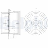 DELPHI BF103 - Lado de montaje: Eje trasero<br>Diámetro interior de tambor de freno [mm]: 200<br>H tamb. freno interna [mm]: 53<br>corona de agujeros - Ø [mm]: 100<br>H tamb. freno total [mm]: 67<br>Diámetro exterior del tambor de freno [mm]: 242<br>Número de orificios: 4<br>Diámetro de centrado [mm]: 57<br>