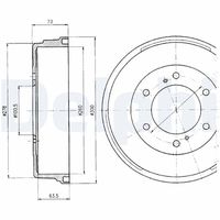 BLUE PRINT ADN14709 - año construcción hasta: 10/2001<br>Lado de montaje: Eje trasero<br>Diámetro interior de tambor de freno [mm]: 260<br>H tamb. freno interna [mm]: 62<br>Diámetro de orificio de cubo [mm]: 100<br>Número de taladros: 6<br>Superficie: barnizado<br>H tamb. freno total [mm]: 73<br>Diámetro de centrado [mm]: 100<br>