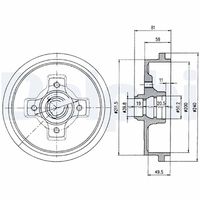 DELPHI BF310 - Diámetro de tambor [mm]: 200<br>Rebajado máx. tambor de freno [mm]: 201<br>H tamb. freno interna [mm]: 49,5<br>Número de orificios: 4<br>corona de agujeros - Ø [mm]: 100<br>Lado de montaje: Eje trasero<br>Artículo complementario / información complementaria 2: sin cojimete rueda incorporado<br>