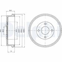 DELPHI BF314 - Código de motor: RKF<br>Código de motor: RKJ<br>Código de motor: RKB<br>Código de motor: RKH<br>Código de motor: RKK<br>Lado de montaje: Eje trasero<br>Diámetro interior de tambor de freno [mm]: 228,6<br>Diámetro exterior del tambor de freno [mm]: 268,6<br>H tamb. freno interna [mm]: 54<br>H tamb. freno total [mm]: 66,4<br>corona de agujeros - Ø [mm]: 108<br>Número de orificios: 4<br>Diámetro de centrado [mm]: 63,6<br>