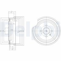 DELPHI BF367 - corona de agujeros - Ø [mm]: 100<br>Diámetro de tambor [mm]: 230<br>Diámetro interior de tambor de freno [mm]: 230<br>H tamb. freno interna [mm]: 50<br>H tamb. freno total [mm]: 69<br>Diámetro exterior del tambor de freno [mm]: 265<br>Número de orificios: 4<br>Rebajado máx. tambor de freno [mm]: 231<br>Lado de montaje: Eje trasero<br>