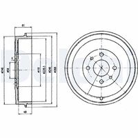 DELPHI BF379 - Lado de montaje: Eje trasero<br>Lado de montaje: Eje trasero<br>año construcción hasta: 12/1998<br>Dinámica de frenado / conducción: para vehículos con ABS<br>Diámetro interior de tambor de freno [mm]: 203<br>H tamb. freno interna [mm]: 49<br>corona de agujeros - Ø [mm]: 98<br>H tamb. freno total [mm]: 78<br>Diámetro exterior del tambor de freno [mm]: 250<br>Número de orificios: 4<br>Diámetro de centrado [mm]: 59<br>