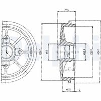 DELPHI BF392 - Lado de montaje: Eje trasero<br>Dinámica de frenado / conducción: para vehículos sin ABS<br>Diámetro interior de tambor de freno [mm]: 180<br>H tamb. freno interna [mm]: 46<br>corona de agujeros - Ø [mm]: 108<br>H tamb. freno total [mm]: 80<br>Diámetro exterior del tambor de freno [mm]: 212<br>Número de orificios: 4<br>Diámetro de centrado [mm]: 52<br>