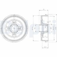 DELPHI BF427 - Diámetro interior de tambor de freno [mm]: 203<br>H tamb. freno interna [mm]: 51<br>H tamb. freno total [mm]: 76<br>Llanta, nº de taladros: 4<br>Diám. buje de rueda [mm]: 52<br>Diámetro exterior del tambor de freno [mm]: 234<br>corona de agujeros - Ø [mm]: 100<br>Artículo complementario / información complementaria 2: con cojinete rueda incorporado<br>Lado de montaje: Eje trasero<br>