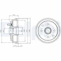 DELPHI BF462 - año construcción hasta: 08/2007<br>Dinámica de frenado / conducción: para vehículos sin ABS<br>Lado de montaje: Eje trasero<br>Artículo complementario / información complementaria 2: sin cojinete rueda<br>Artículo complementario / información complementaria 2: sin anillo sensor ABS<br>Diámetro interior de tambor de freno [mm]: 165,0<br>Rebajado máx. tambor de freno [mm]: 166,0<br>H tamb. freno interna [mm]: 33,5<br>Número de orificios: 4<br>corona de agujeros - Ø [mm]: 100,0<br>Artículo complementario / información complementaria 2: con perno de sujeción de rueda<br>Medida de rosca: M12x1,5<br>H tamb. freno total [mm]: 70,5<br>Diámetro exterior del tambor de freno [mm]: 196,0<br>Diámetro alojamiento [mm]: 52,0<br>Diám. int. 2[mm]: 40,0<br>